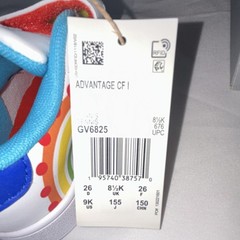 adidas Advantage CF I Rainbow Hook & Loop Sneakers White Multicolor Kids 9K
