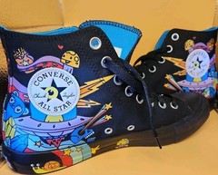 Converse All Star Canvas Graffiti Notebook Hi Top Sneakers Shoes Unisex Size 2US