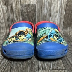 Crocs Superman Blue Red Rubber Clogs Slip On Shoes Little Kids Size 1