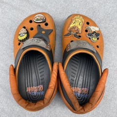 Crocs Shoes Youth Size 1 Orange Naruto Shippuden Clog Anime Jibbitz Charms