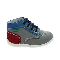 Kickers- Bonbon Blue, Red and Grey Leather Shoes for Kids Unisex New in Box