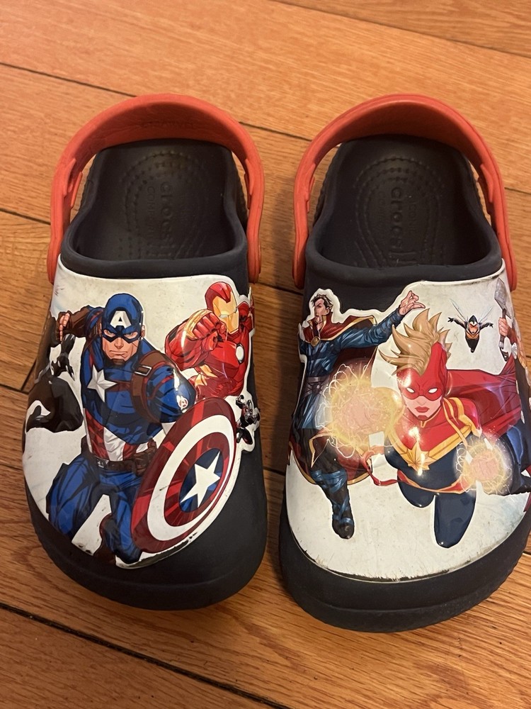 Crocs Fun Lab Avengers Patch Clog K Navy Kids Sandals Shoes Size J1 Youth