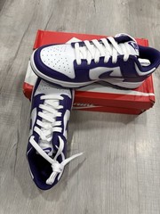 Nike Dunk Low Retro Sneaker Purple White Leather Unisex Kids 8 US AT-4/80