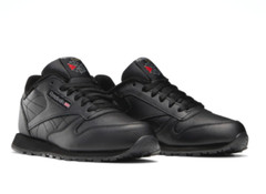 REEBOK Classic Leather RUNNING Shoes Grade School BIG KID’S Black 50148