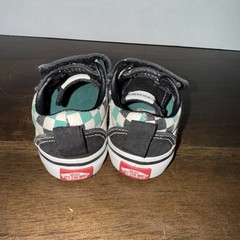 VANS „Off the Wall“ Old Skool Checkered Shoes Toddler Size 4 Black White Green