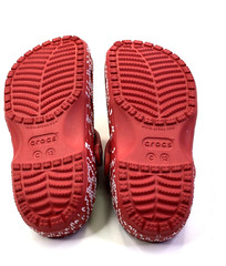 Crocs Classic Clogs Child Size 13 Red Fair Isle Print Mules Holiday Sweater