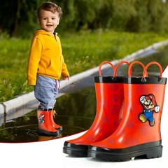Nintendo Super Mario Boys Waterproof Easy-On Handles Rubber Rain Boots – Toddler