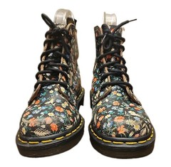 DR. MARTENS BLACK FLORAL BOOTS MADE IN ENGLAND RARE VINTAGE 13C UK / 1Y US