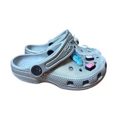 Crocs Classic Clog Kids Silver Metallic Sparkle Jibbitz Charms SIZE C8