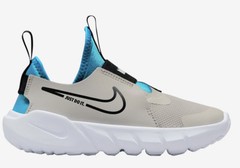 Size 10 (Toddler) – Nike flex runner shoe, Iron Ore/Blue Lightning/White