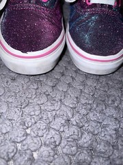 VANS Off The Wall Shoes Sparkle Metallic/Purple Kids Low Top Sneakers Size 1.5