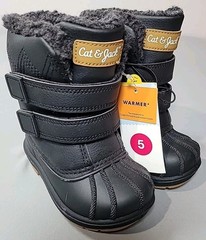 Cat & Jack Denver Waterproof Winter Snow Boots Black Faux Fur Toddler Kids Sz 5