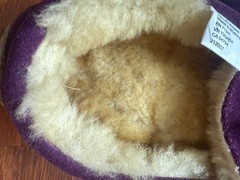 LL Bean L.L. Bean Wicked Good Slipper Real Lamb Fur- Purple Moccasin Kids Size 3