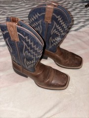 Ariat Wiggle Room 3 Youth Boots Blue Brown Cowboy Western Boys Kids