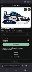 Nike Air Max 200 White Hyper Blue Oracle Aqua (GS) shoes AT5627-103 6.5 Youth