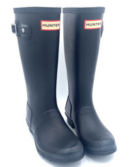 Hunter Kids Original Boots Black Youth Size 2 2B/3G Tall Matte Wellington w/Box