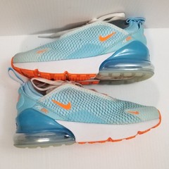 Nike Air Max 270 Glacier Blue Aquarius Blue White Total Orange (PS) Kid Size 12C