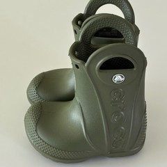 Crocs Kids Size C4 Handle It Rain Boots Army Green Waterproof Pull On 211056