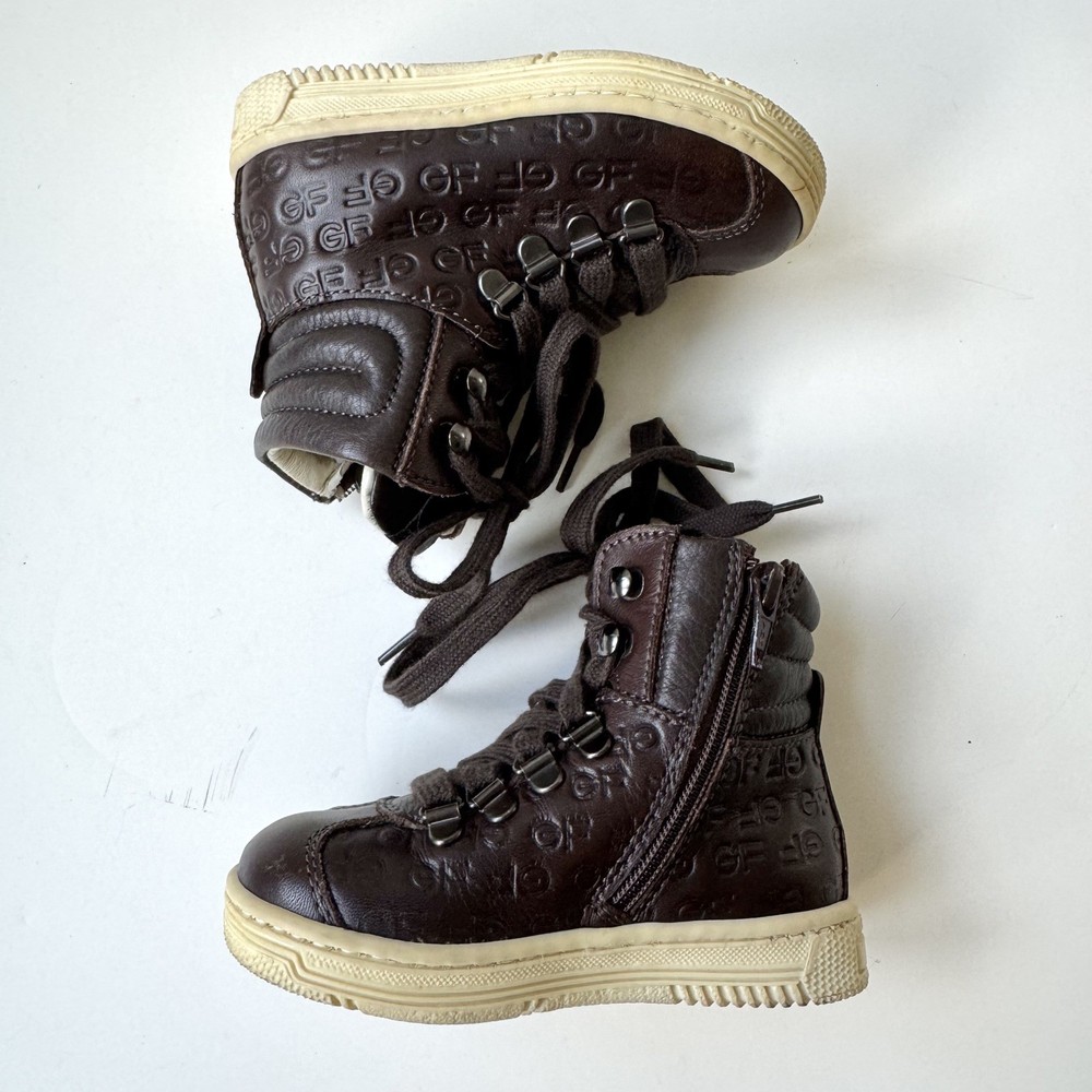 Gianfranco GF Ferre Embossed Leather Baby Boots Unisex EU 20 US 4.5 Brown Italy