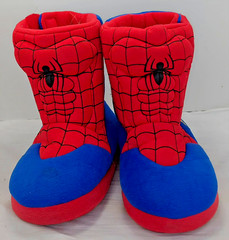 Marvel Spider-Man Plush Slipper Boots Kids Red Blue Superhero House Shoes M 9/10