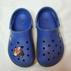 Crocs Crocband Clogs Kids Navy Blue Striped Slip-On Heel Straps Comfort C 10 11