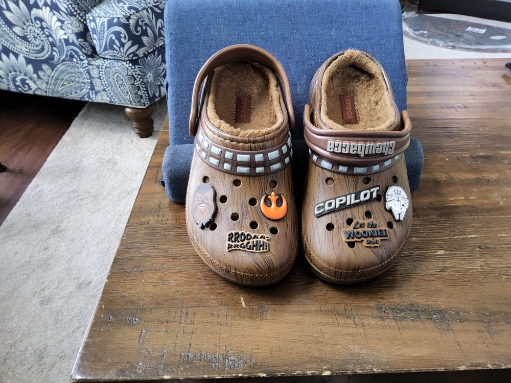 Crocs Star Wars Chewbacca Fuzz Lined Clogs Brown J1 Jibbitz Charms Kids Shoes