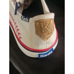 Keds Double Up Baseball Sneakers Off White Canvas Red Stitching Youth Size 2M