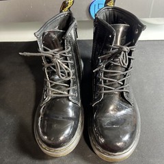 Dr. Martens Pascal Youth Size 3 Black Patent Leather Lace Up Combat Boots 1460 J