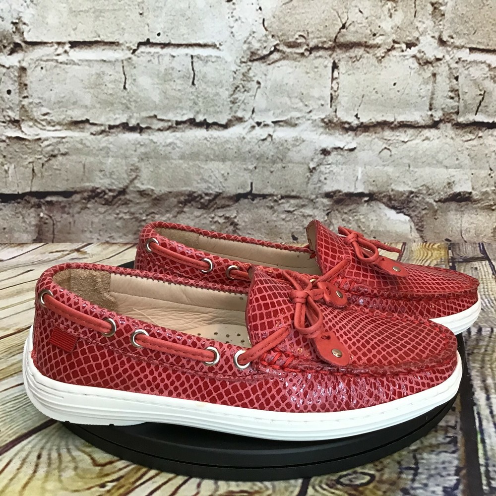 Marc Joseph Kids Red Leather Snake Print Moc Toe Slip On Tassel Dress Shoes 12