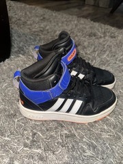 Kid’s Adidas Postmove Mid K Sneaker Size 5 ID7071 Black Blue Orange