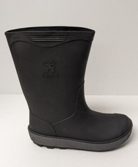 Kamik Riptide Waterproof Rain Boots, Black/Charcoal, Big Kids 4 M