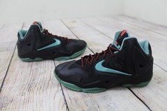 2014 Nike LeBron 11 XI Diffused Jade GS Black Green 621712-004 Sneakers size 7Y