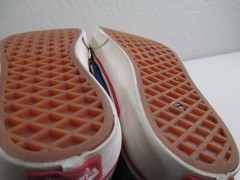 Vans Leather Red White Blue purple low top sneakers sz 2 unisex kids