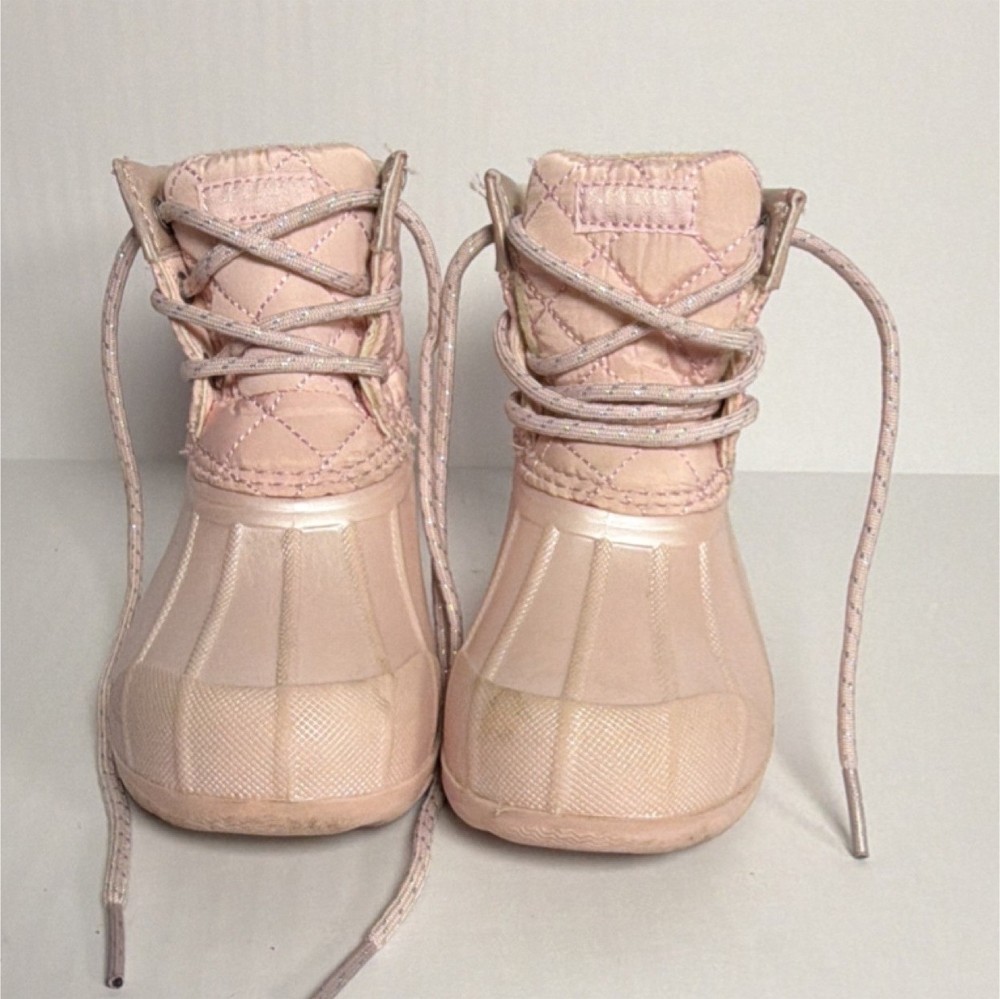 SPERRY Pink Quilted Rain Boot Lace Up Unisex Kids US 9M UK 8 EU 25 SCL166950