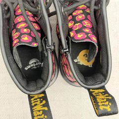 Dr. Martens 1460 J Boots Teens Size 3 Black Pink Leopard Ankle Combat 1460J