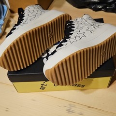 art class Unisex Kids High Top Sneakers Star Print Lace-Up Canvas White/Black 13