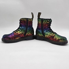 Dr Martens Kids 1460 Pascal Rainbow Girls Size 2 Youth Combat Style Boots