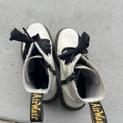 Dr. Martens White jadon platform boots with black ribbon laces White
