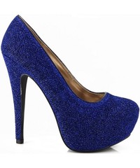 Qupid Penelope-84 Glitter Lurex Platform Pump
