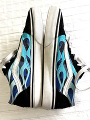 Vans Old Skool Kids Camo Flames Blue Ice Youth Canvas Lace Sneakers, Sz 4.5 EUC