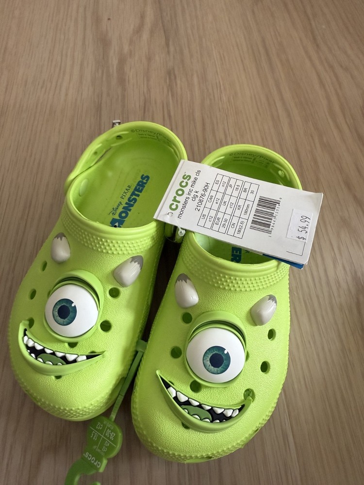 Disney and Pixar Monsters, Inc. Crocs Mike Wazowski Classic Clog. Kid’s size C12