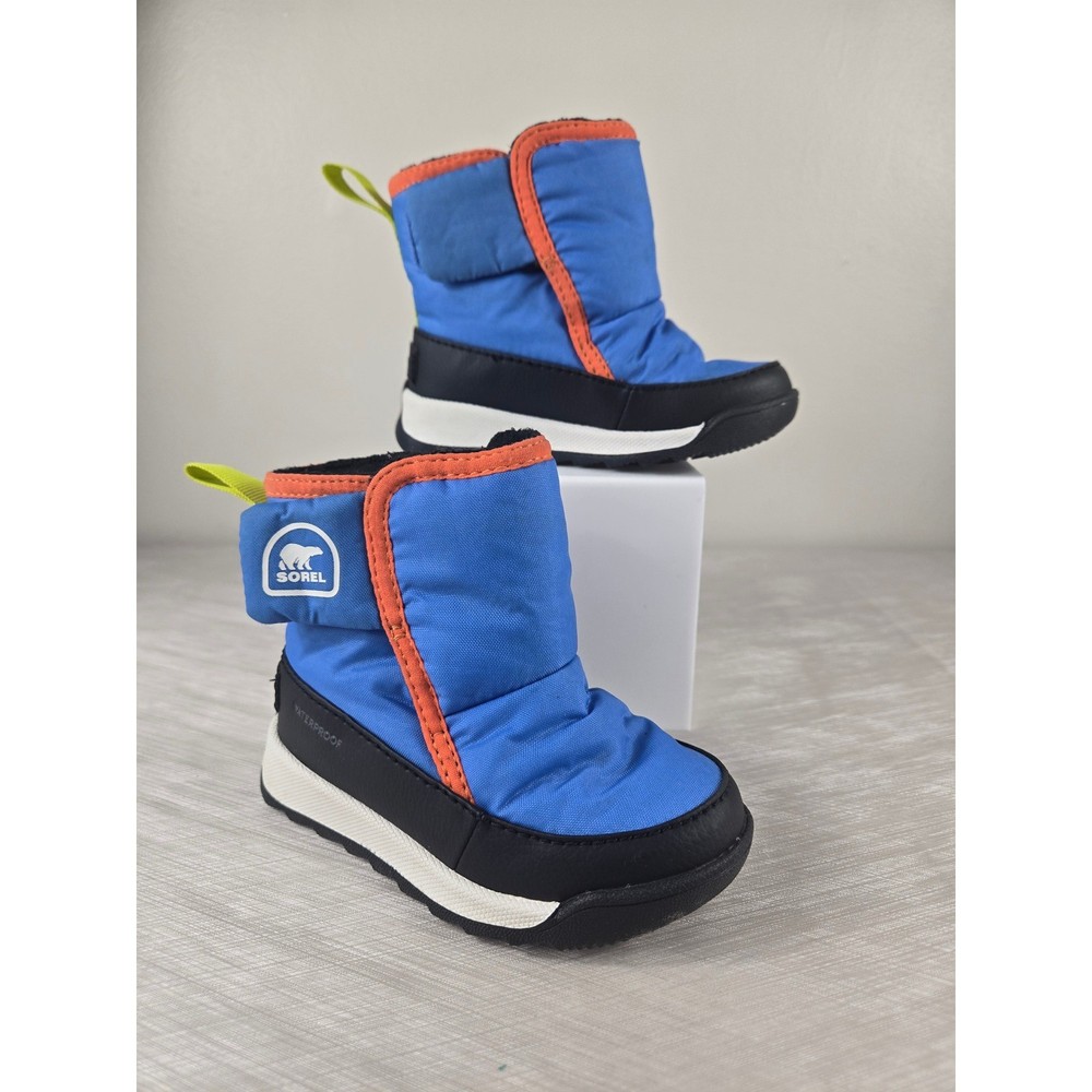 Sorel Whitney Puffy Mid Kids Waterproof Winter Snow Boots Blue NV5166-485 Size 6