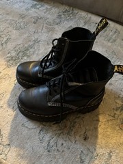 Dr. Martens Audrick Black Leather Lace-Up Ankle Combat Boots Kids US 7