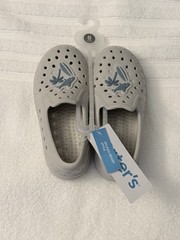 Carters Shark Water Shoes for Toddlers Size 8 Gray Blue Beech Motif