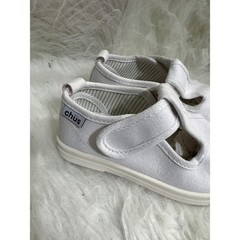 Chus Kids White Canvas Mary Jane T-Strap Sneakers EU 27 Hook Loop Designed Spain