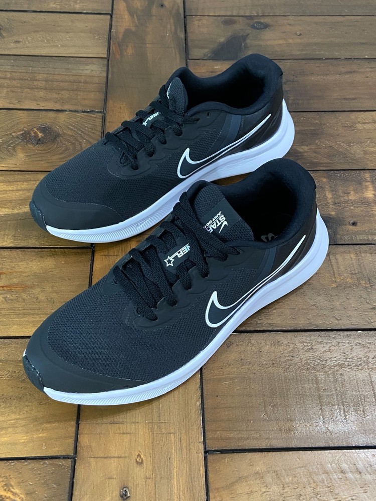 Nike Star Runner 3 GS Black White Gray Running Shoes DA2776-003 Kids 5.5Y Wmn 7