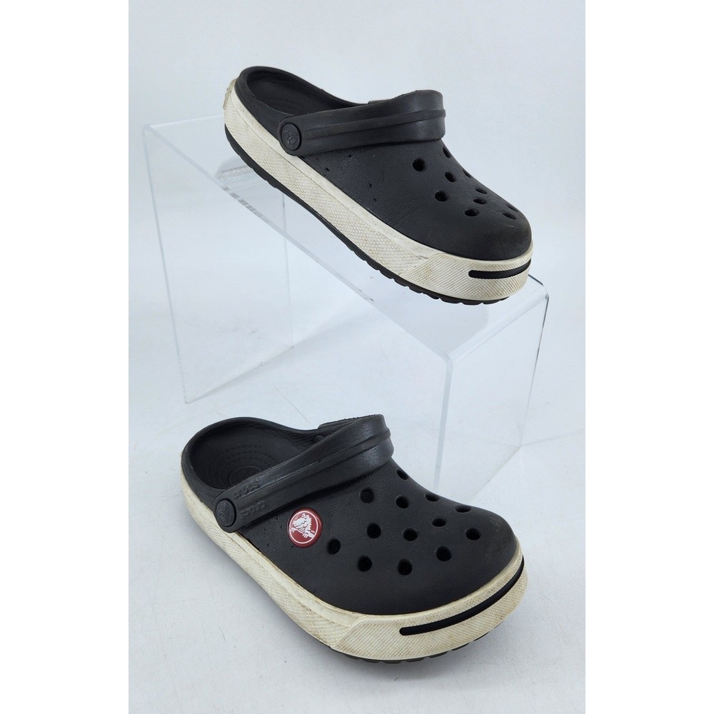 Crocs Crocband II Clogs Kids Size C10/11 Black White Slip On Sandals 11990