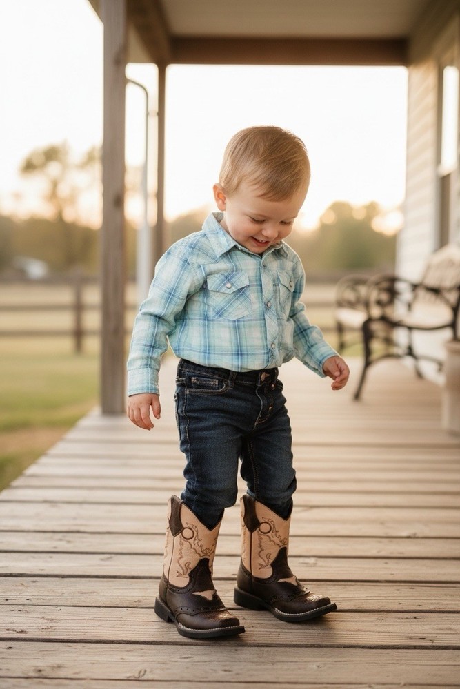 Kids White Diamonds Boots Square Toe Zipper Brown Beige Embroidered