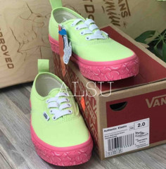VANS Authentic Elastic Brain Wall Green Pink Sneakers Kid’s Size 11 VN0A38H4URQ