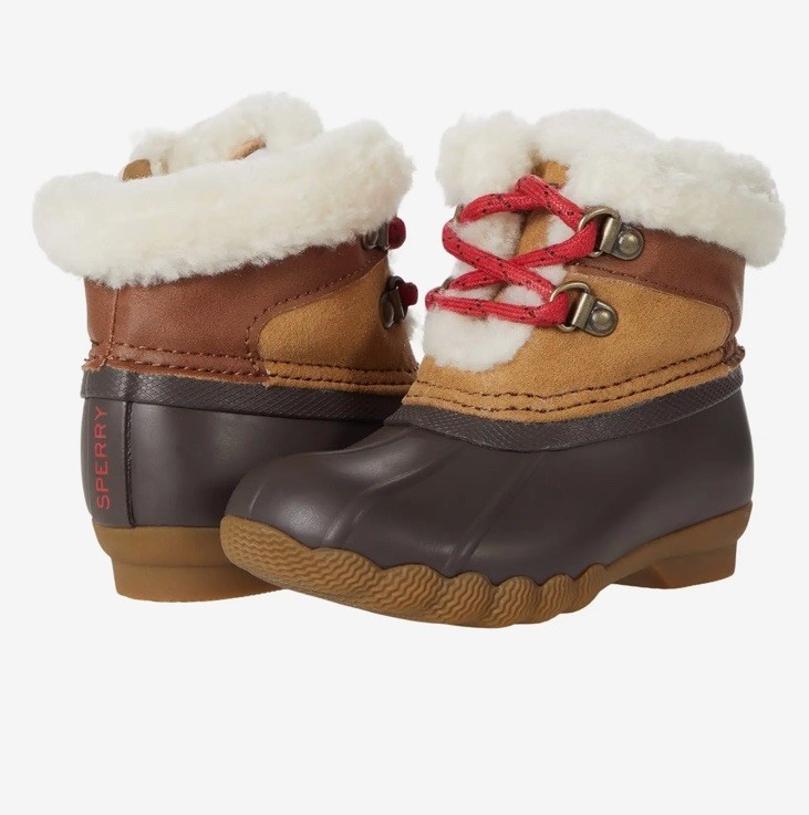 Sperry Girls Alpine Saltwater Medium Tan Duck Boots STK165273 Size 5 New